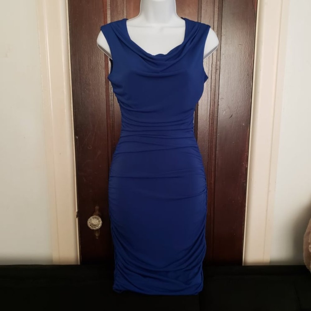 Enfocus Studio Ruched Cocktail Dress in Royal Blue Size 4